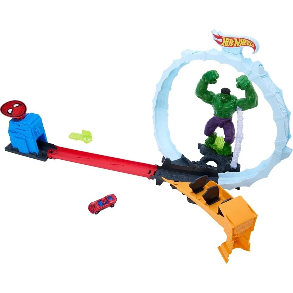 Hot Wheels Marvel Spider-Man Hulk Smash Down Track Set with Die-Cast Vehicle